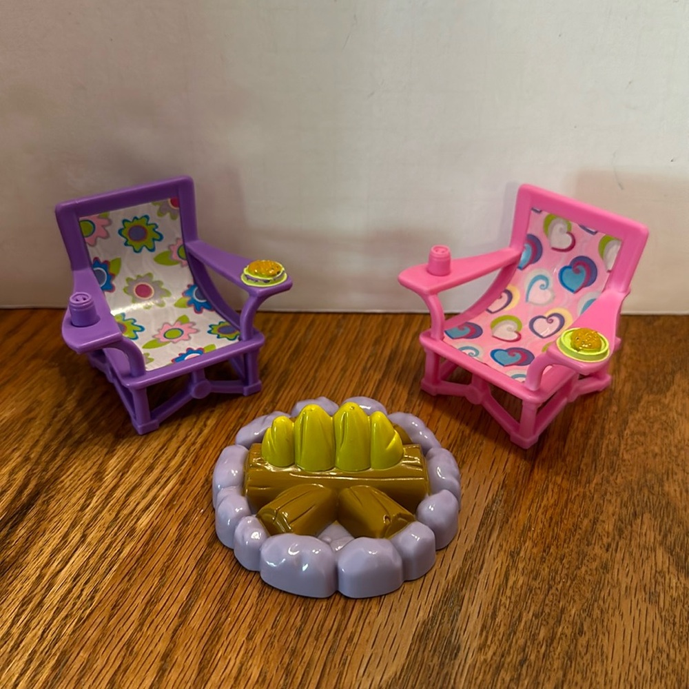 Fisher Price Loving Family Chairs and Fire Pit Outdoor Camping Patio Lot of 3